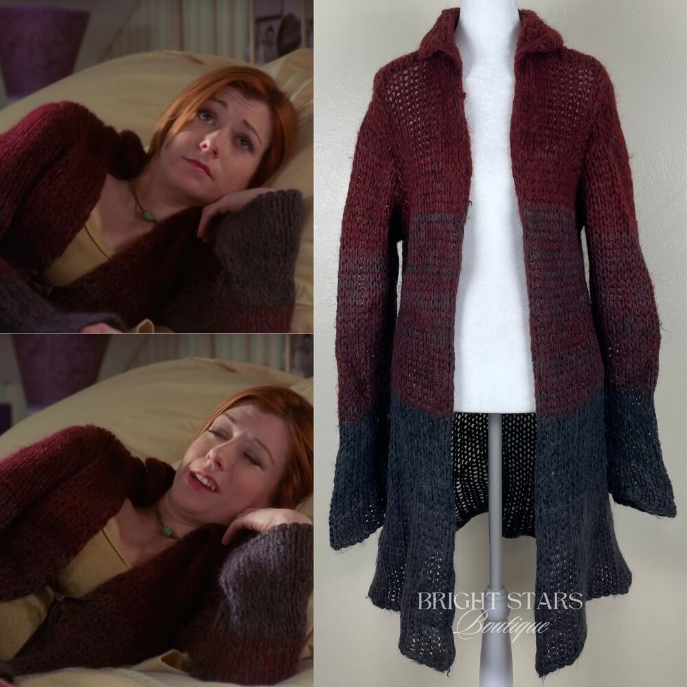 Rare Vintage Knit Ombre Duster Cardi ASO Willow Rosenberg BtVS Ashley Olsen Red